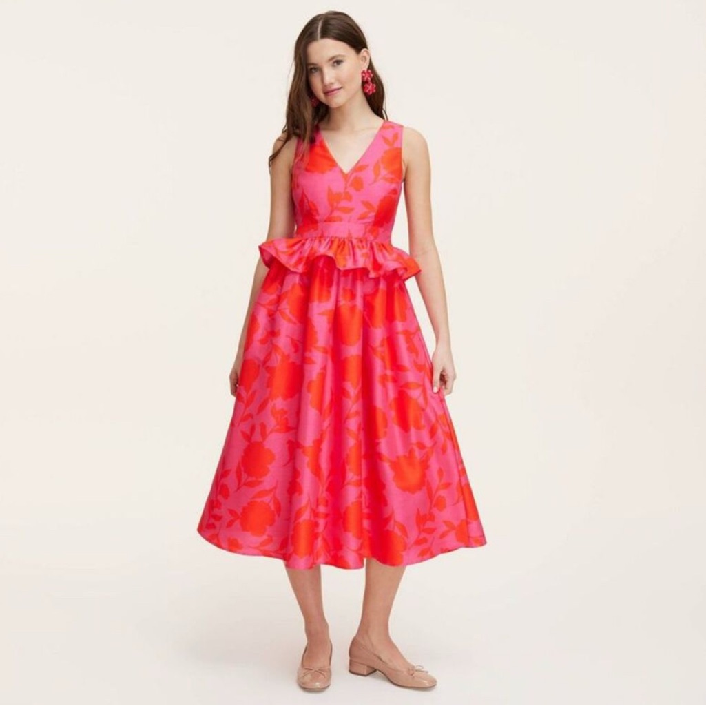 Kate Spade Red And Pink Fit And Flare Midi Dress
